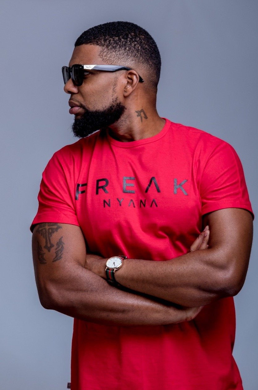 Mens Red Tee with Big Freak Print