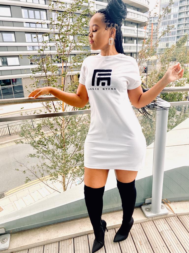 White Applique logo Ladies Dress