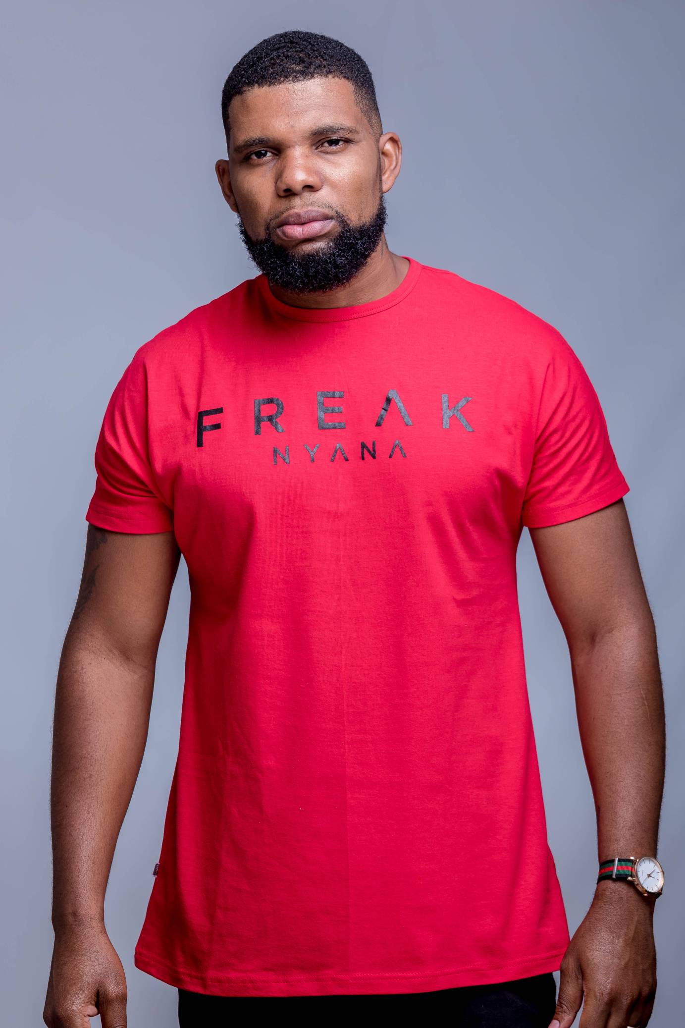 Mens Red Tee with Big Freak Print