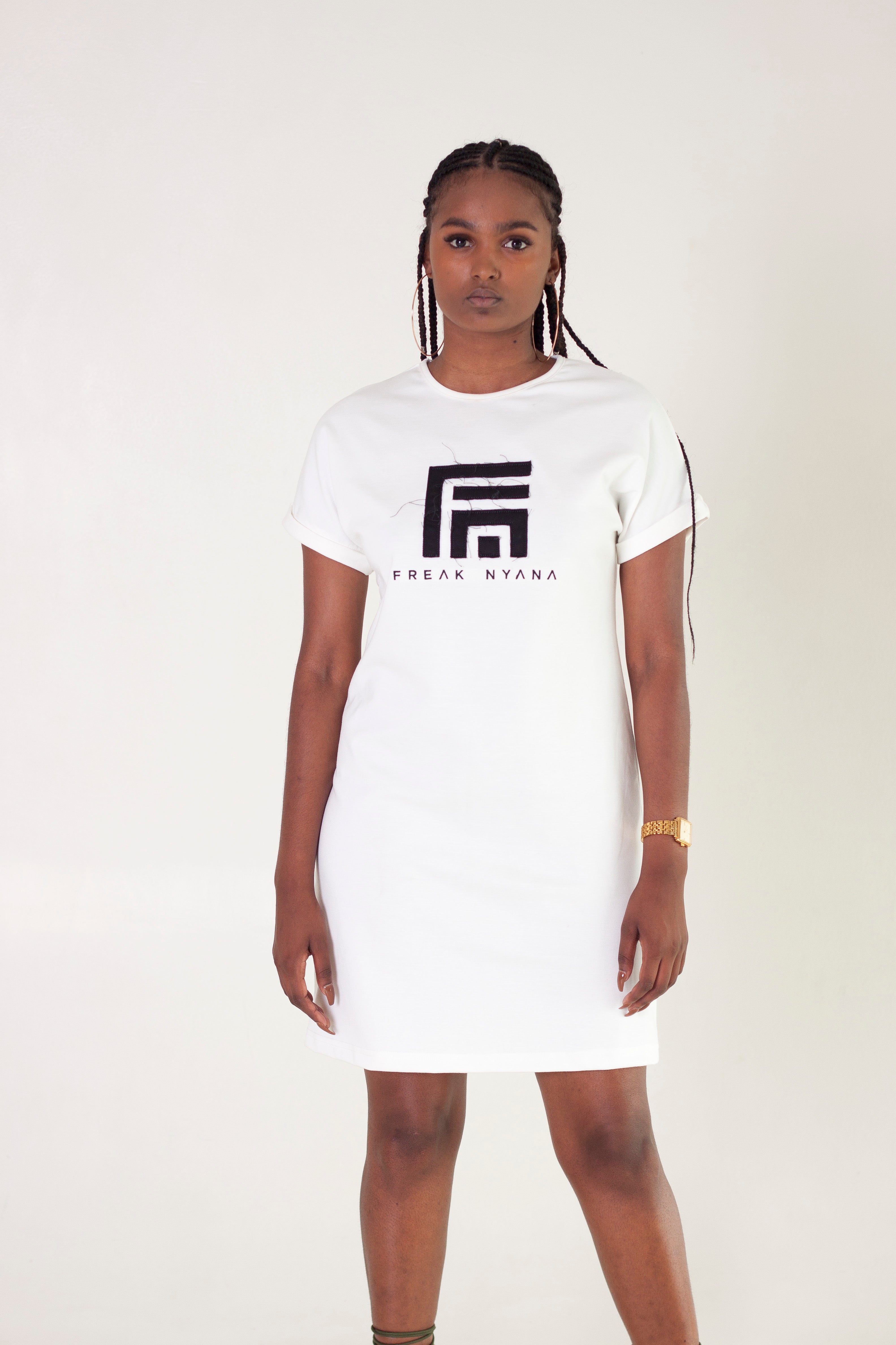 White Applique logo Ladies Dress