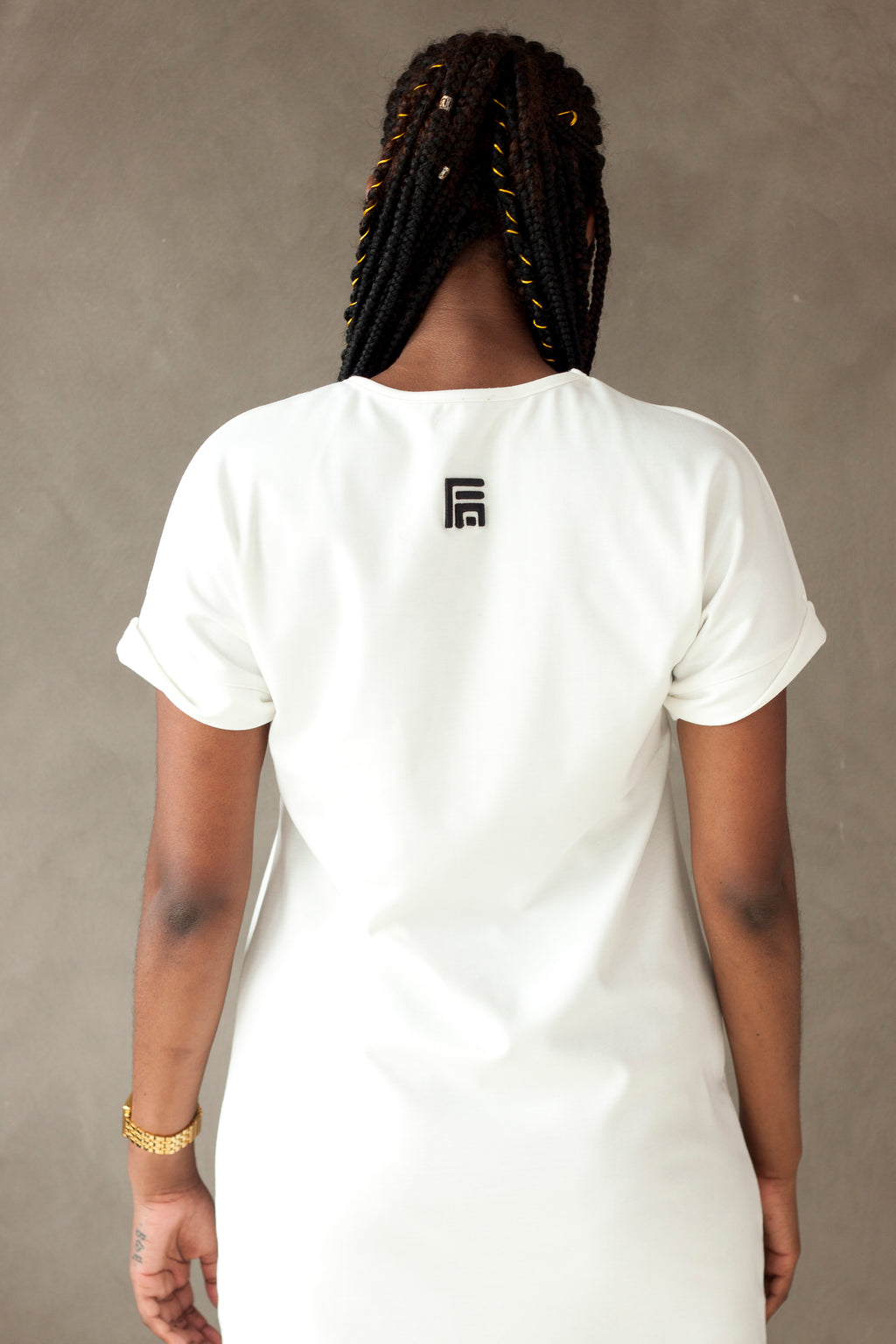 White Applique logo Ladies Dress