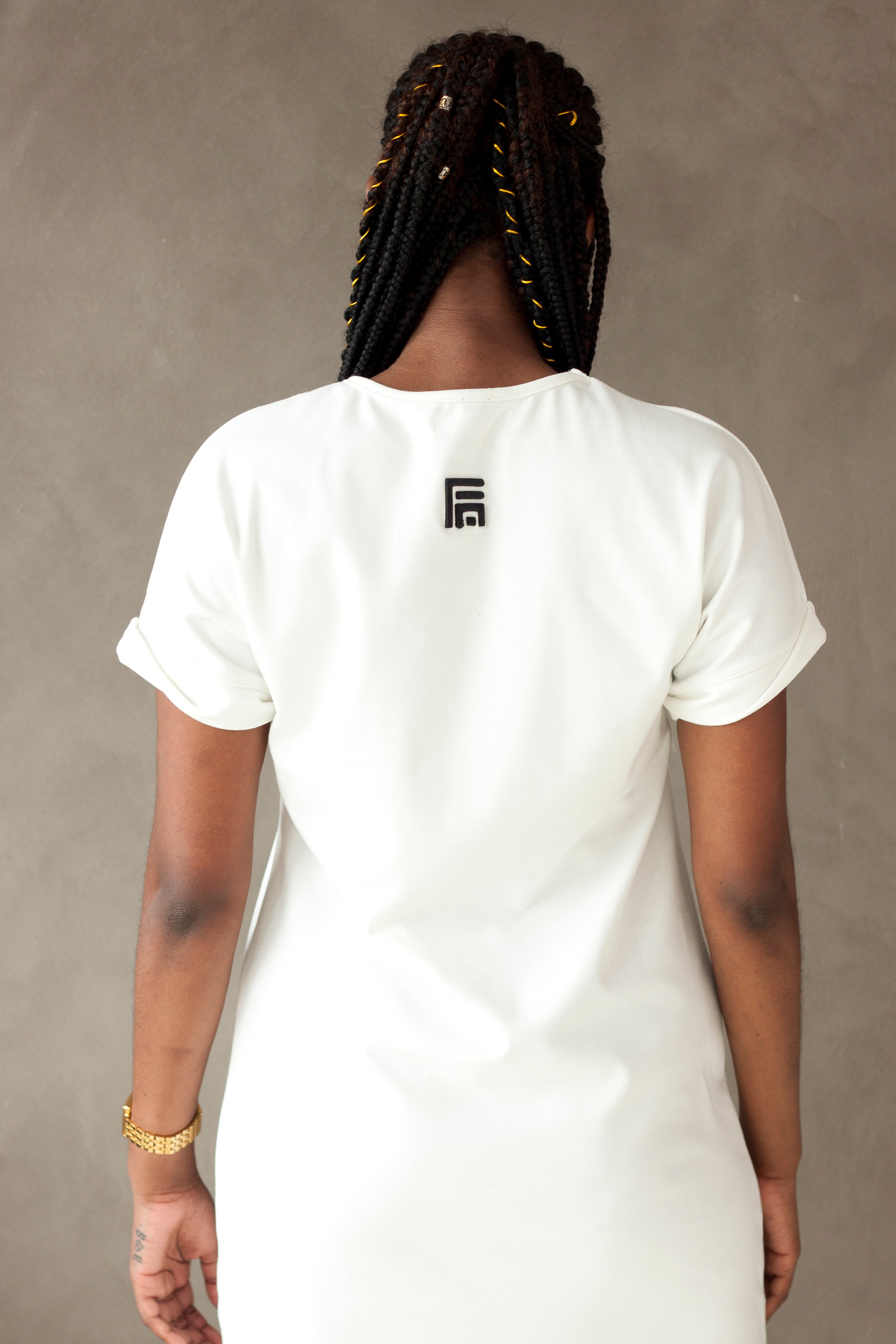 White Applique logo Ladies Dress