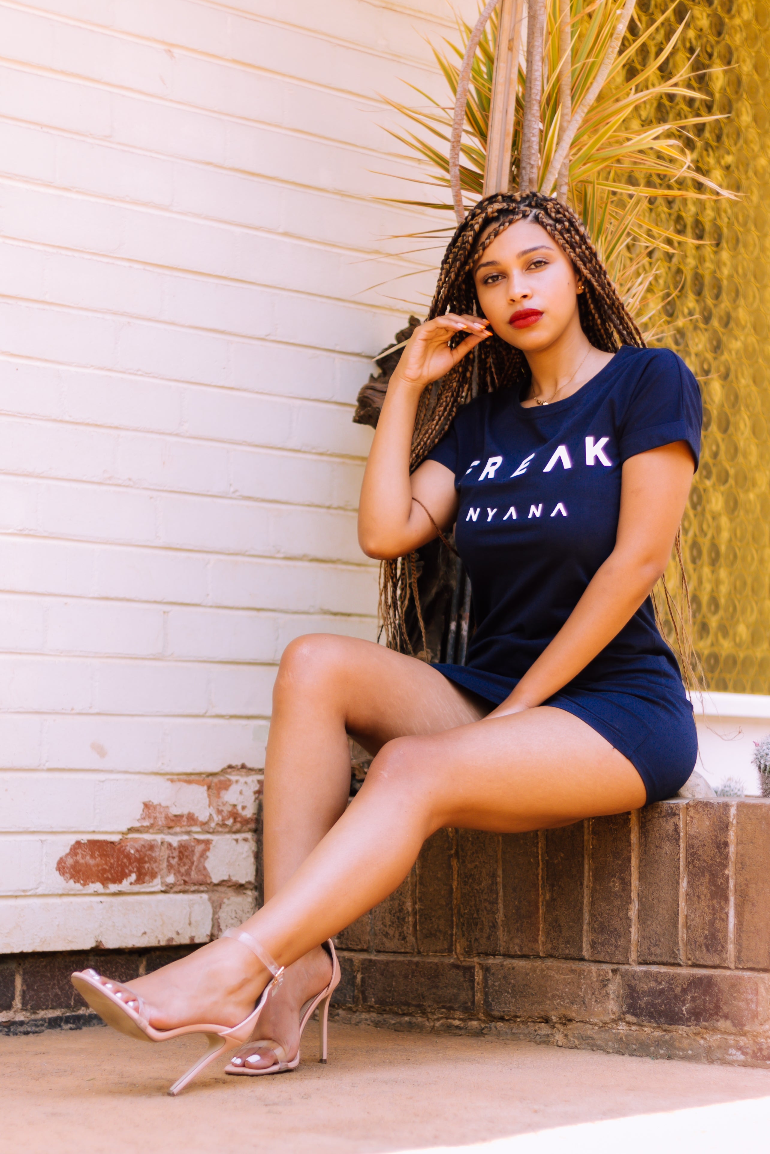 Navy Big Freak Print ladies dress